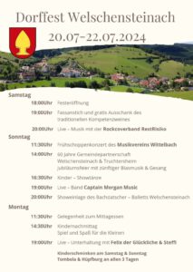 Programm zum Dorffest Welschensteinach 2024